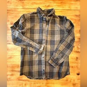 Men's Vans (Off the wall) Plaid Shirt/Flannel - army green and Black worn twice